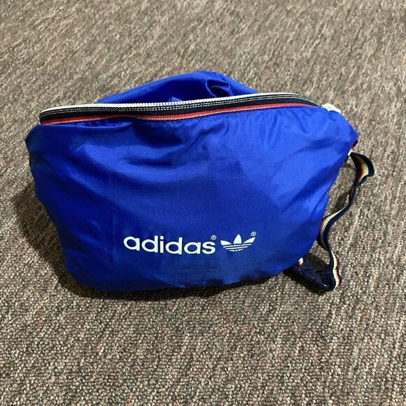 Vintage 80s Adidas Originals Windbreaker Lightweight Hooded Packable Mens Large - Picture 8 of 13